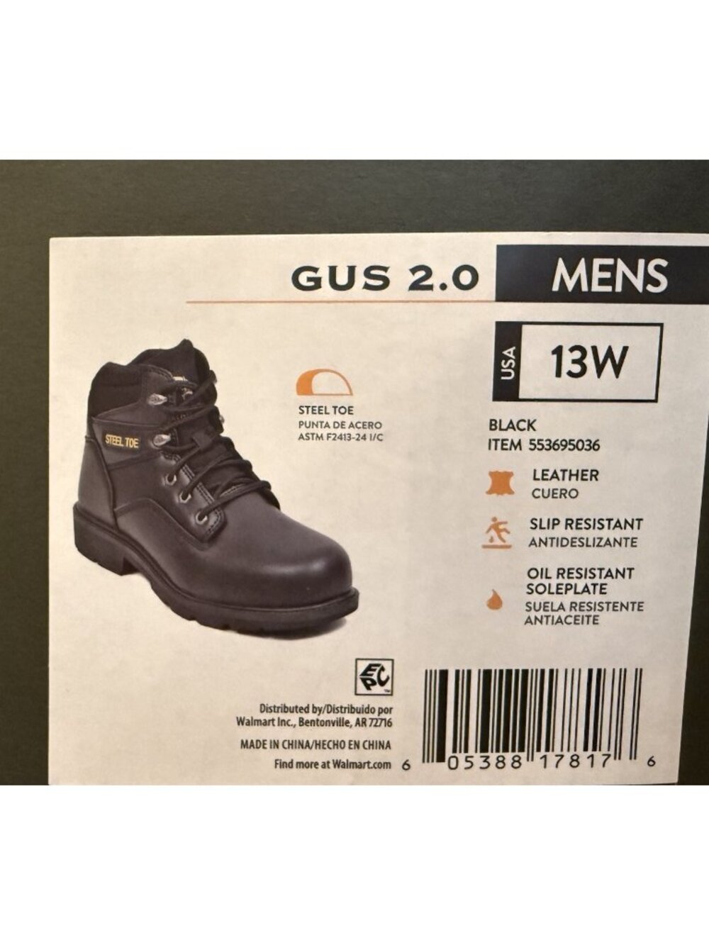 Brahma Men's 13 WIDE Gus 2.0 Steel Toe Black Work Leather Boots Lace Up 13W